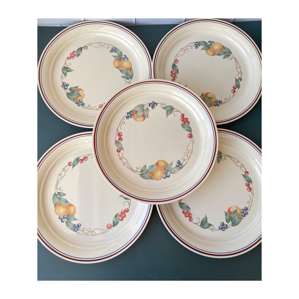 Corelle Abundance Dinner Plates Set of 5 Corning Fruit Harvest USA